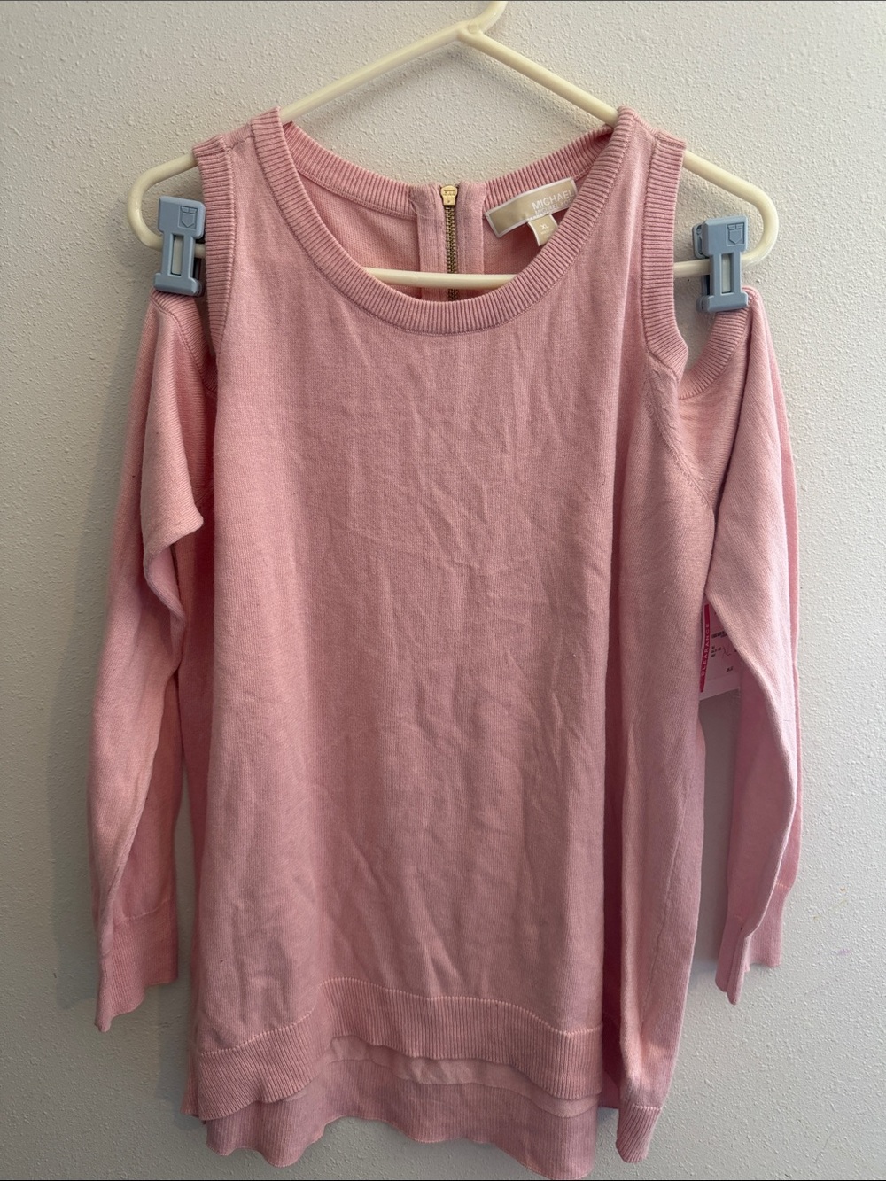 Michael Kors Blush Pink Cold-Shoulder Sweater
